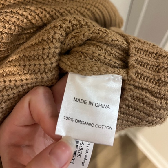 QUINCE 100% Organic Cotton Fisherman Crew Sweater Camel- large - Picture 5 of 7